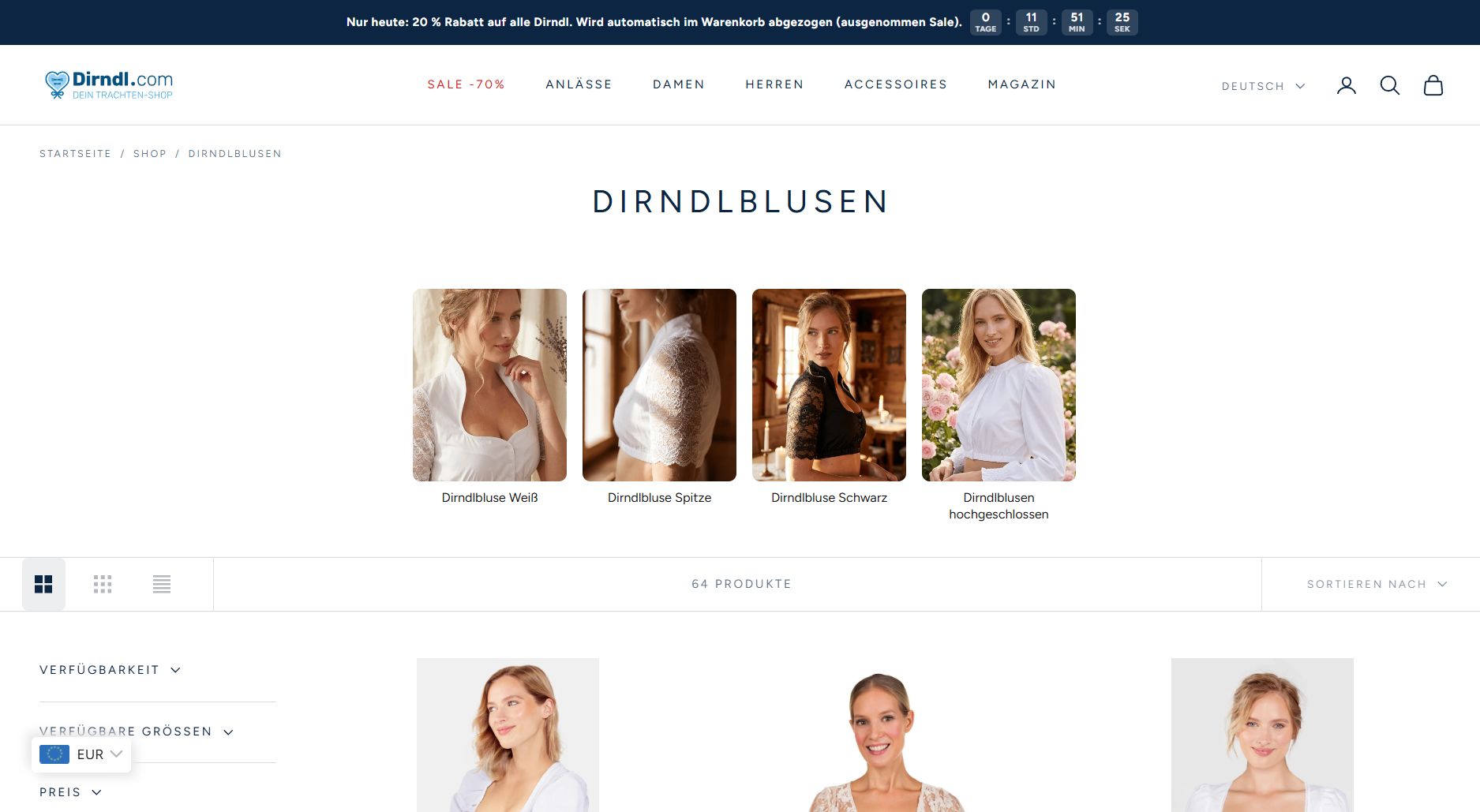 Screenhot Website dirndl