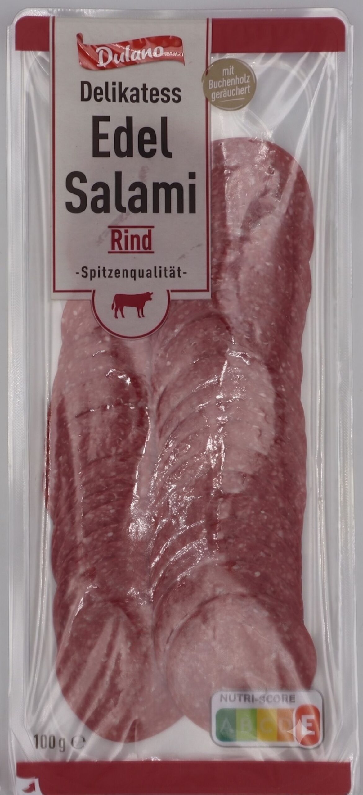 Warenrückruf des Produktes "Dulano Delikatess Edel Salami Rind, 100g"