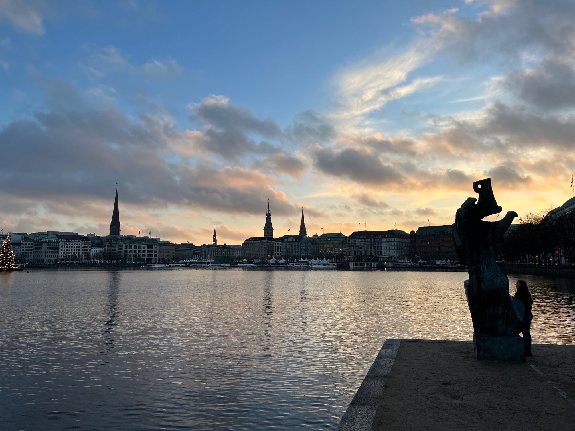 Hamburg Binnenalster Abendrot