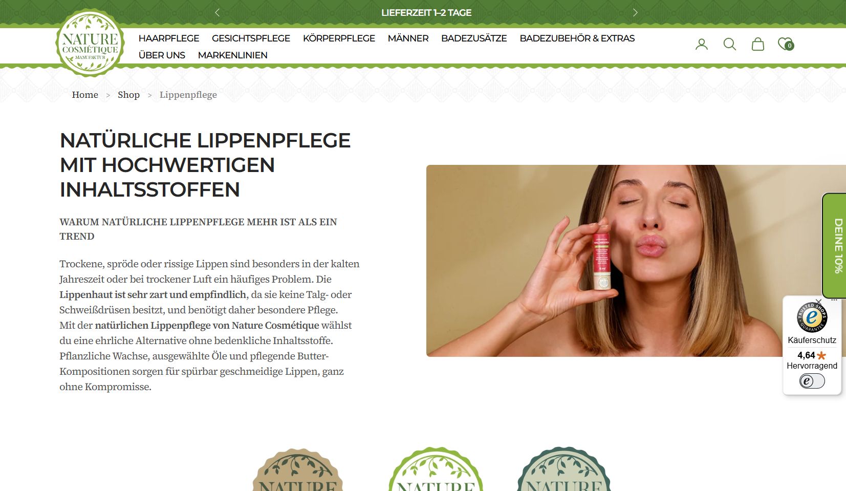 Website Screenshot Lippenpflege